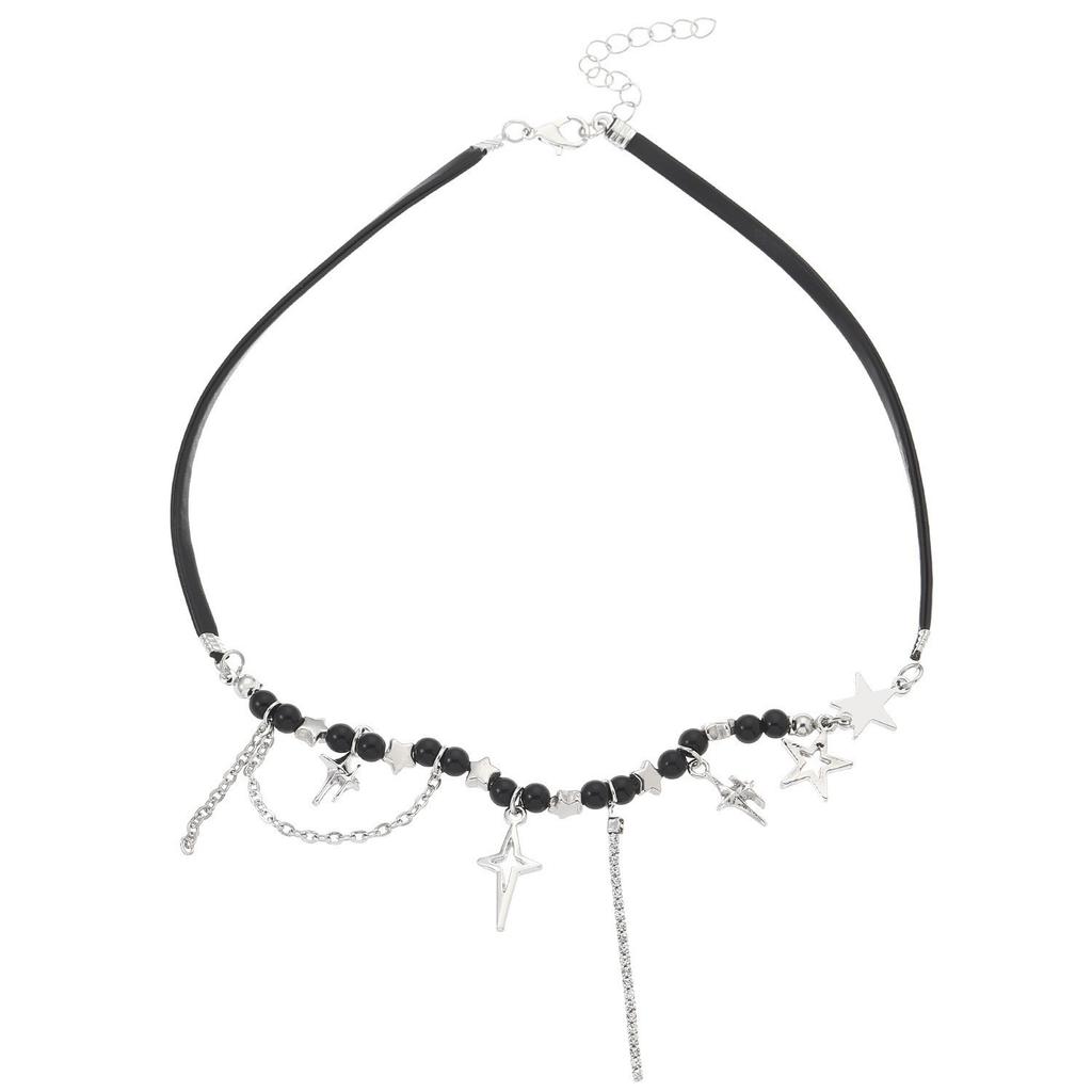 Sweet Cool Punk Star Spark Tassel Fringe Clavicle Chain Women European Cross-border Niche Daily Street Party Neck Accessory Gift