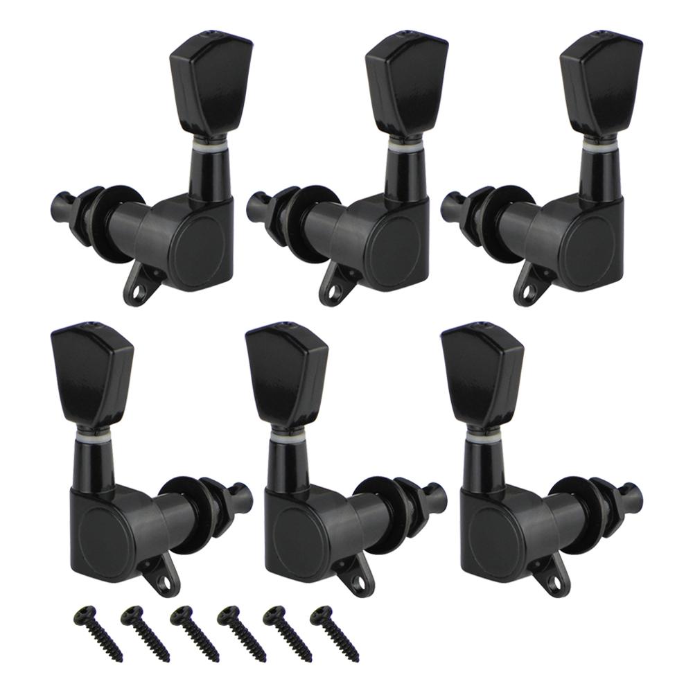 FLEOR Set of Closed Guitar Tuning Keys Machine Heads Tuners 3L3R String Tuning Pegs Sealed ,Black/Silver Option