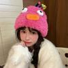 New Cute Funny Sausage Mouth Plush Hat Women's Versatile Big Head Circumference Warm Wool Ear Protection Knitted Hat