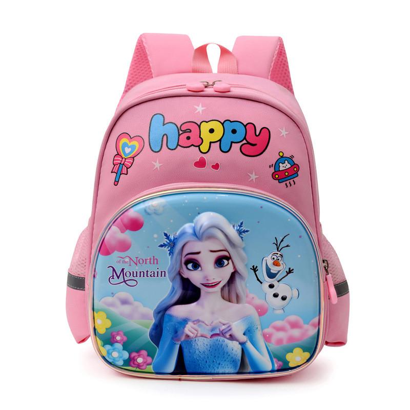 Cartoon Kuromi Elsa Stitch Spider Man Backpack With Lightweight Nylon Material For School And Play Pink Elsa