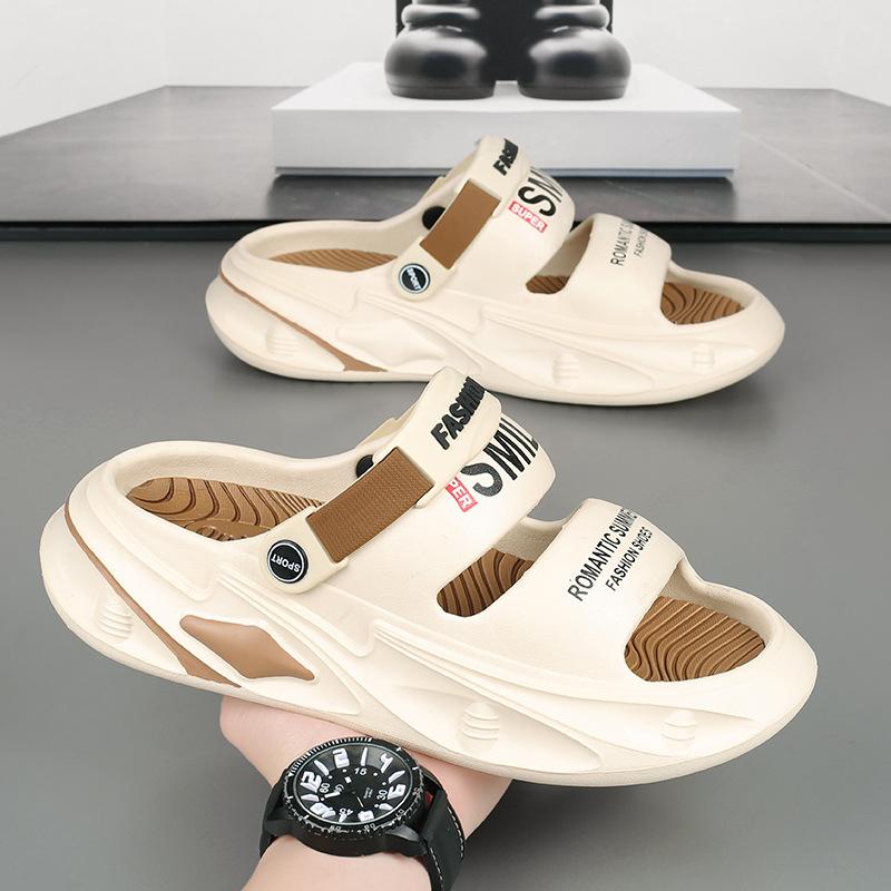 Two thick-soled cool slippers, new soft-soled one-word slippers, beach sandals.