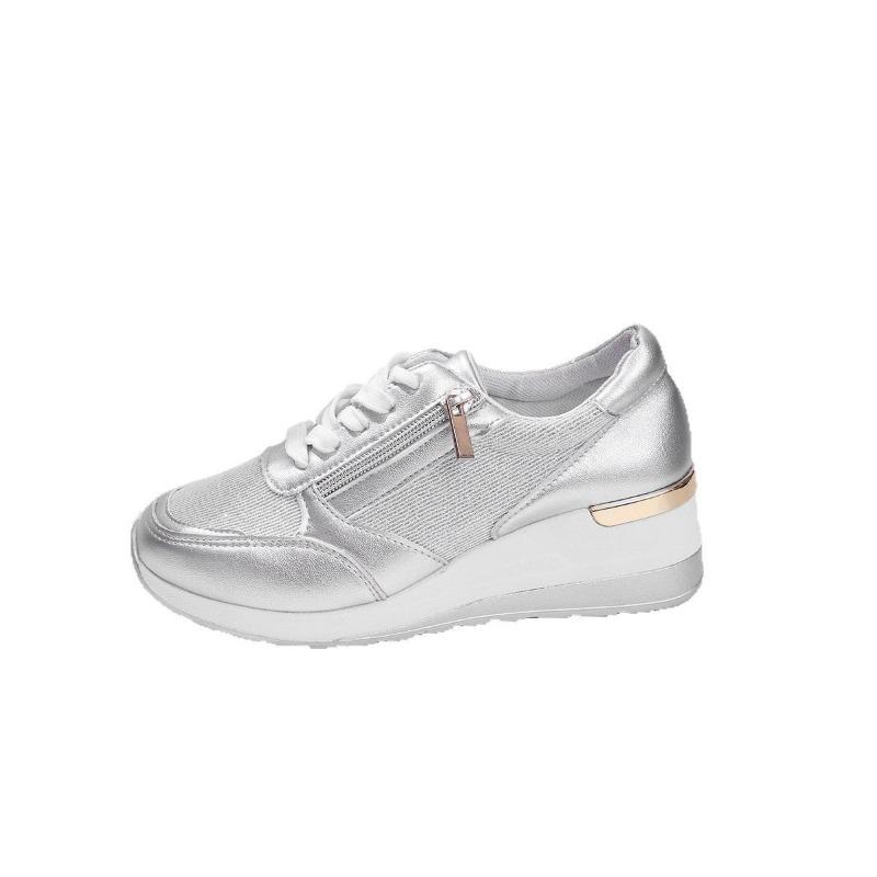 Spring New Large Size Casual Sports Shoes Zipper Platform Non-slip Women's Single Shoes Student Running Shoes