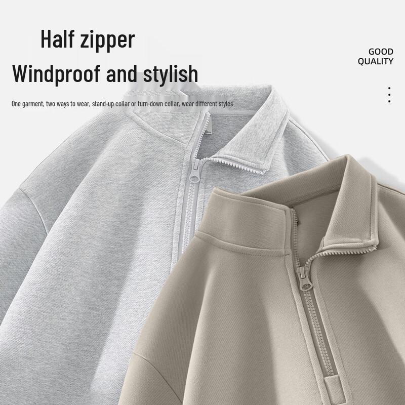 JEANSWEST LIFE Men's Loose Fit Half-Zip Pullover Sweatshirt