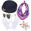 Carnivals Adult Stewardess Hat with Sunglasses+Kerchiefs/Gloves/Brooch Woman Photography Fedoras Hat Photography Costume