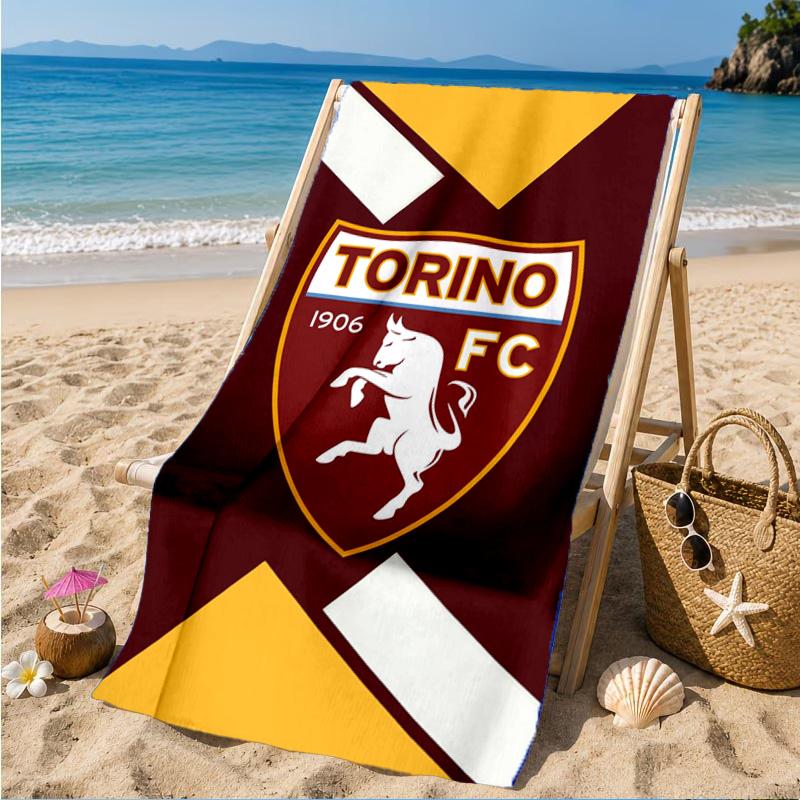 Asciugamano da Spiaggia con Stemma Torino Fc, Asciugatura Rapida, Facile da Curare, Adatto sia per il Fitness che per le Vacanze al Mare, Essenziale per lo Sport