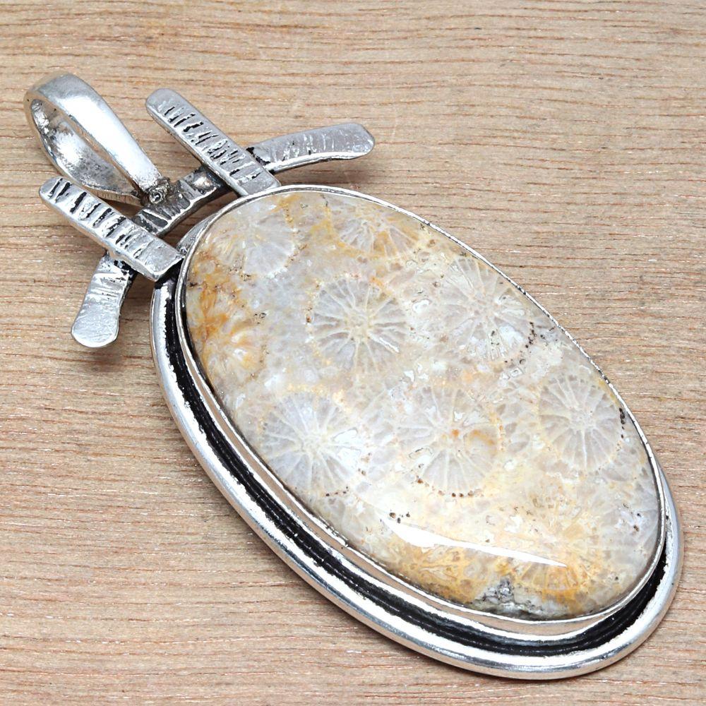 Necklace Fossil Coral Gemstone Handmade Jewelry 2"