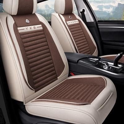 5-Sitzer Auto Sitzbezug Set, Vollständiges Autositzpolster Leinen Autositzbezug, Ganzjahres Autositzbezug Set, Kompatibel mit Fünf-Sitzer Fahrzeugen