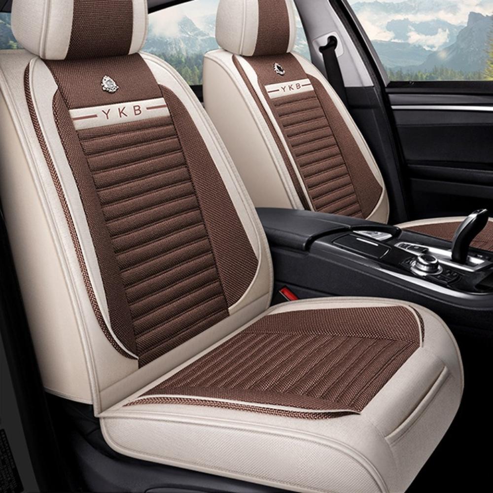 5-Seat Car Seat Cover Set, Full Car Seat Cushion Linen Car Seat Cover, All-Season Car Seat Cover Set, Compatible with Five-Seat Vehicles