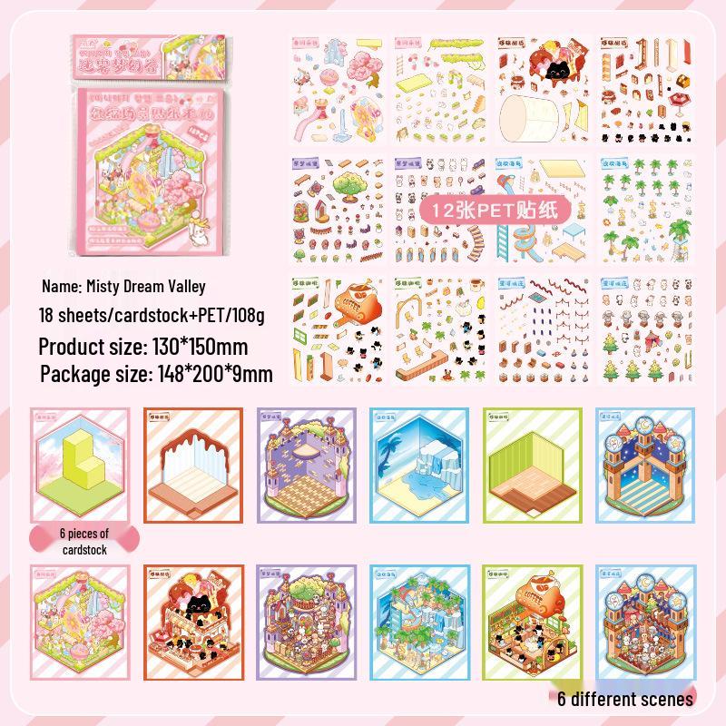 

Книга наклеек Yuezhen Holiday 3D Пейзаж для детей – Креативные, Межграничные, Стереодизайн наклейки