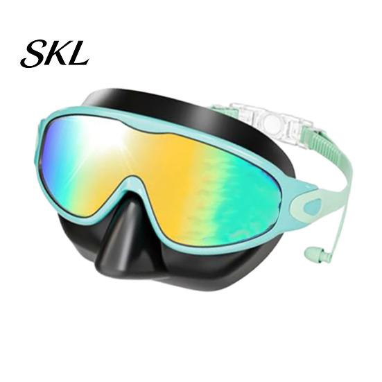 Panoramic Swim Goggles Clip-On with Case, 180 Degrees Wide View Anti-UV Case Pool Goggles, No Leakage Anti-Fog Swimming Eyewear for Children