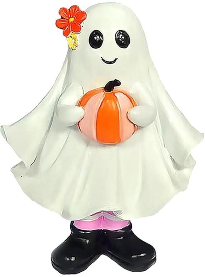 Charming Ghost And Pumpkin Resin Statue For Halloween Elegant Home Decor Gift