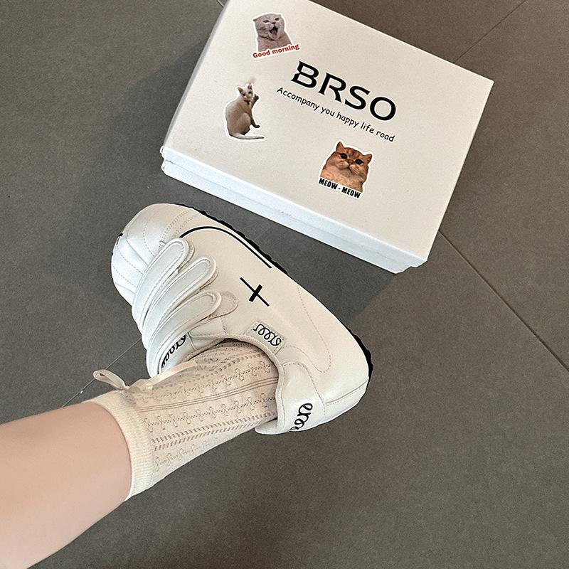 Velcro big head German training shoes women's retro ugly cute smiley face 2025 summer new thick sole inner height increase Forrest Gump shoes little