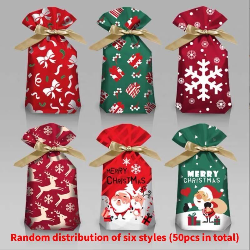 Large Pcs 50 Christmas Sacks Party Gift Bags Drawstring Wrap Storage Present