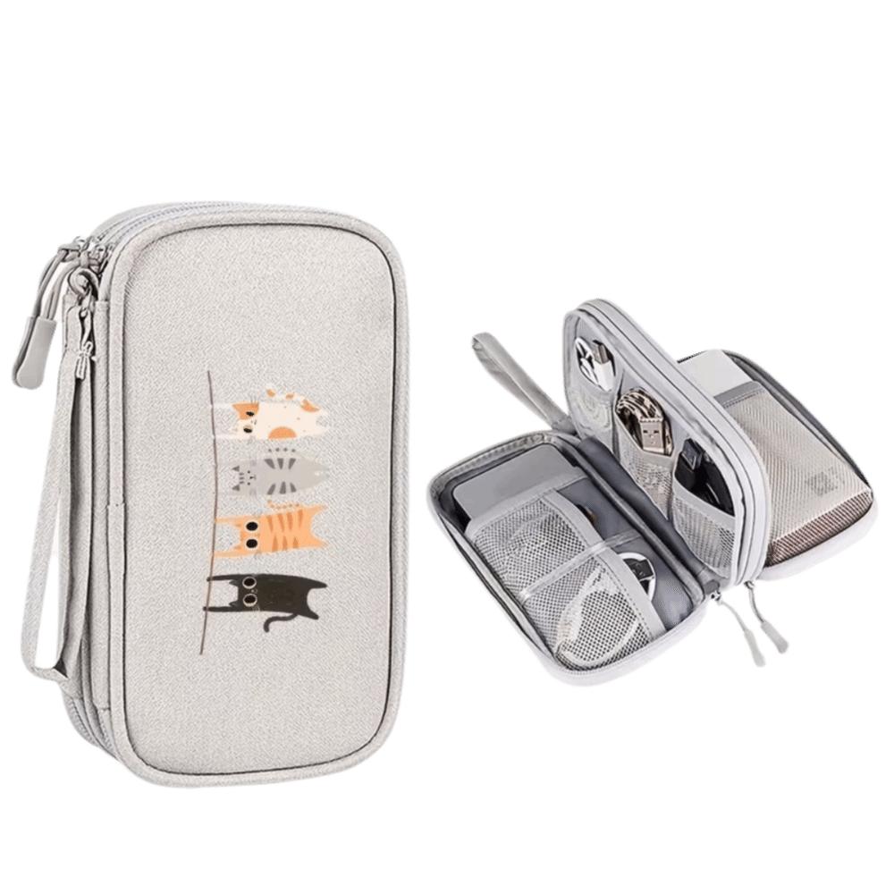 Multifunctional Storage Bag Double-layer Travel Handbag Portable Digital Accessorie Bag серый