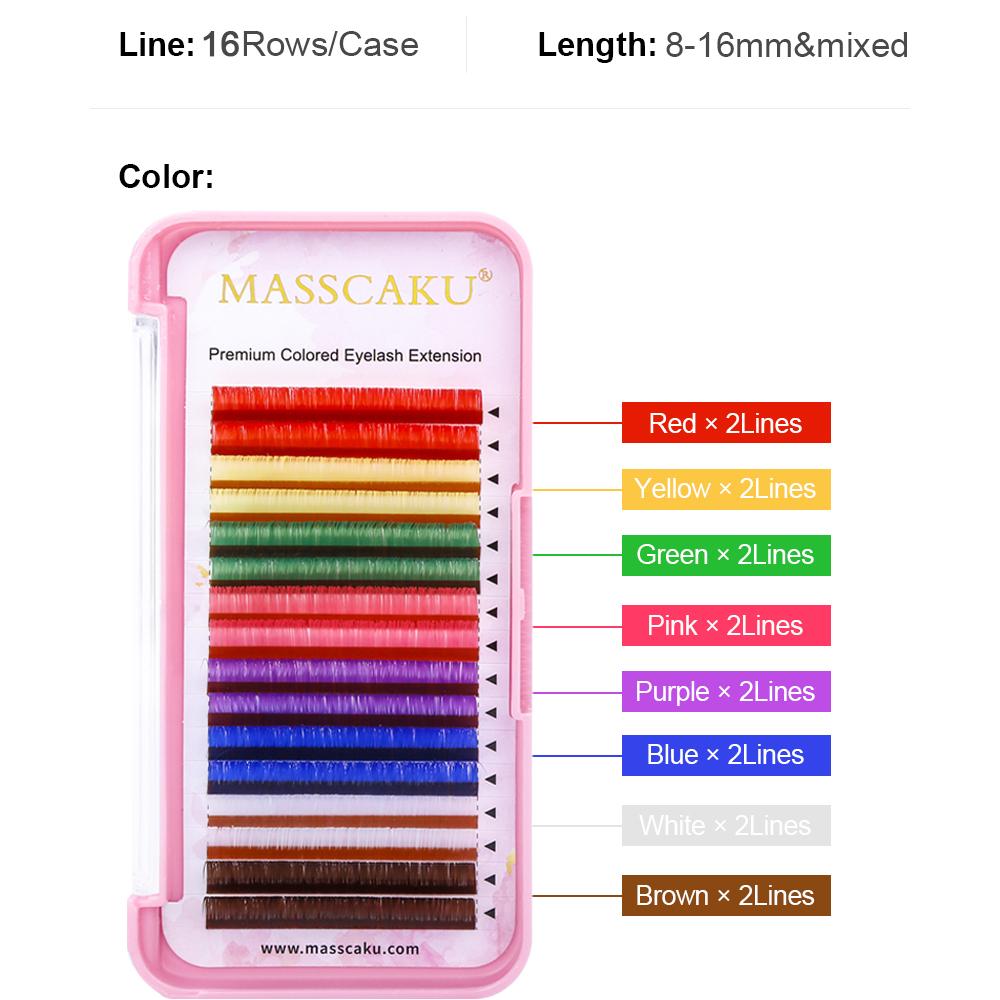 16 Rows Mixed Color Classic Eyelash Extenisons Russian Volume Colorful Lashes Faux Mink Natural Soft Eyelashes Makeup WBL