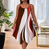 Women's Loose Casual Printed Summer Asymmetric Hem Round Neck Dress