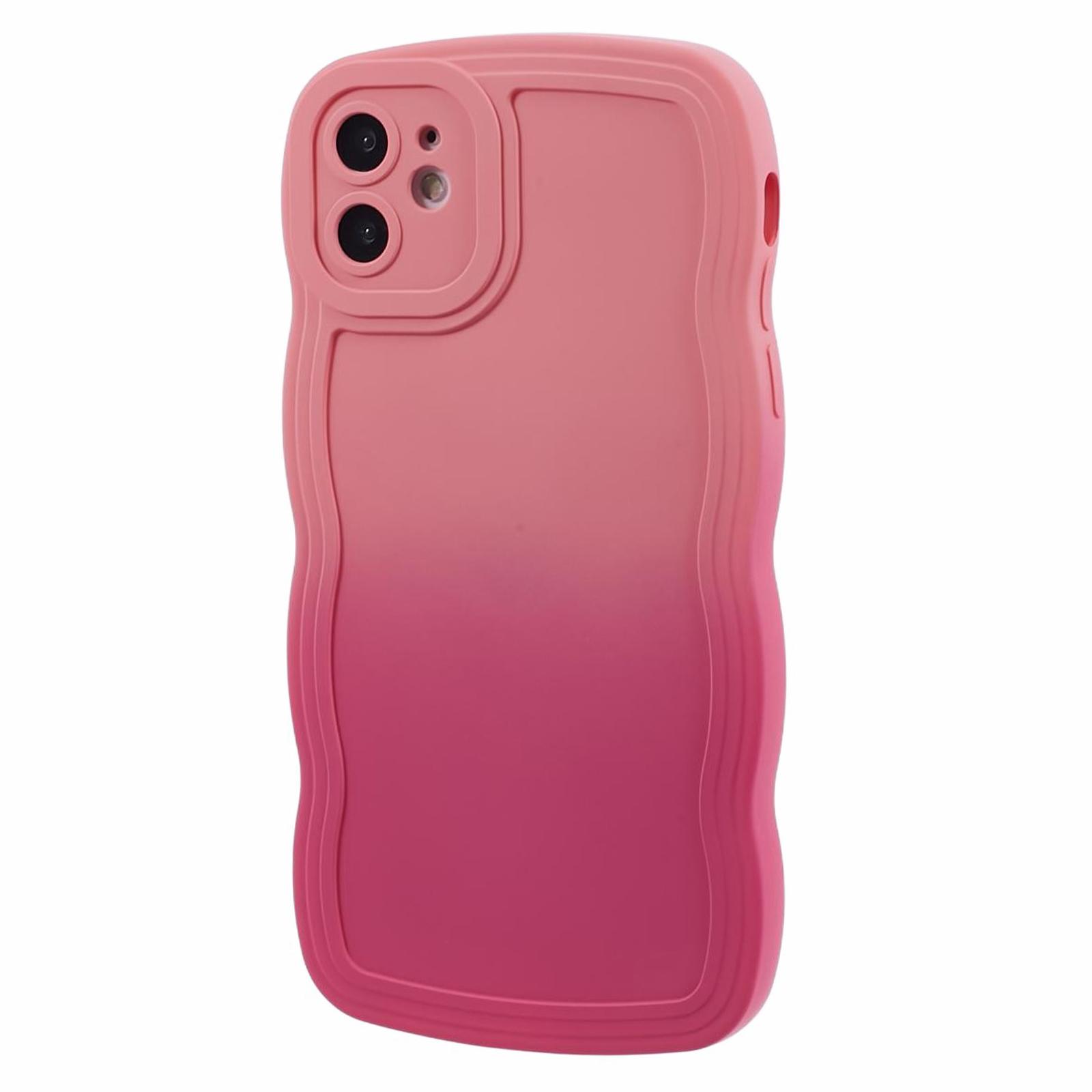 

JTW Series for iPhone 11 Case Rubberized TPU Gradient Phone Cover Pink+Rose