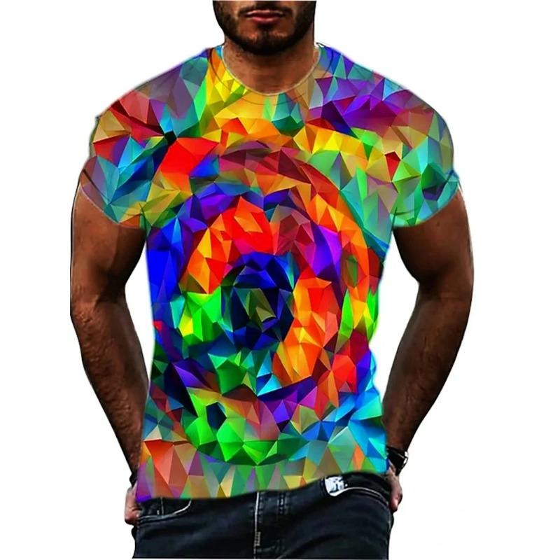Men's Geometic Optical Illusion T Shirt  Print Short Sleeve Crew Neck T Shirt For Men New In Mens Sport Tshirts Quick-drying