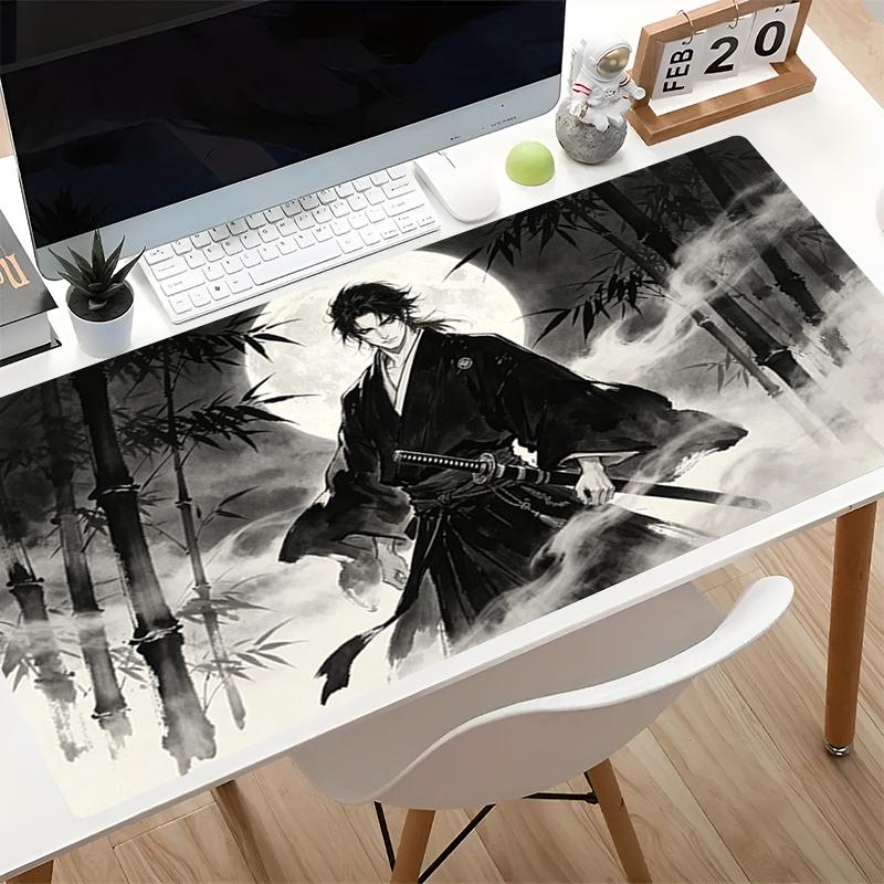 Popular Esports Mouse Pad Nonslip Anime Desk Mat Gaming Pc Computer Keyboard Pad Hd Print Japanese Samurai Extended Mousepad
