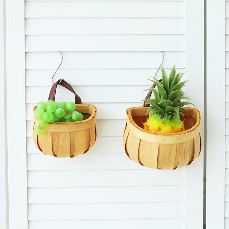 Kitchen Storage Basket With Handle Hanging Baskets For Living Room Fruit Sundries Organizer Home Decor Hand-Woven Baskets