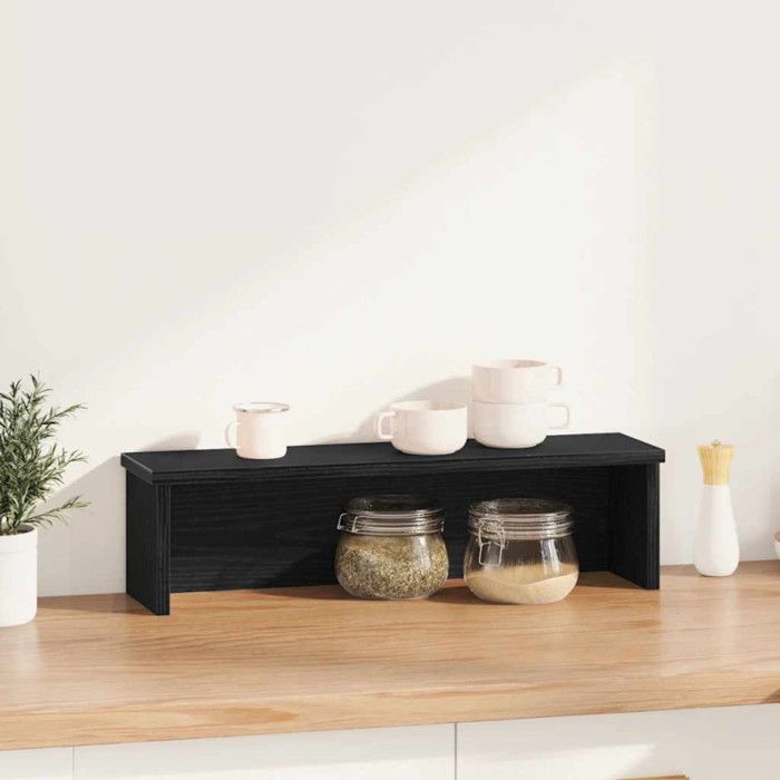 VidaXL Étagère de cuisine empilable noir 50x15x16 cm bois d'ingénierie, étagère de rangement de cuisine, organiseur 860483