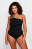 Women's Style Plus Size Black One Shoulder Swimsuit