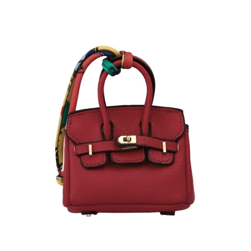 Mini Wireless Earbuds Case Organiser Key Holder Charm Faux Leather Keyring Pouch Various Vibrant Color Choice