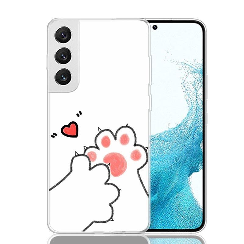Cat Footprint Funny Paw Cute Phone Case For Samsung Galaxy S26 Ultra S23 S24 S25 Edge S20 FE S21 S22 Plus Soft Print Shell Cover