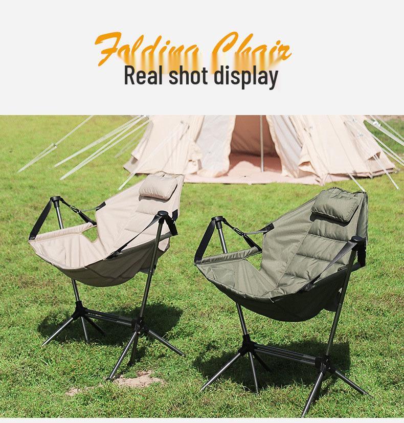 Portable Aluminum Alloy Folding Outdoor Rocking Lounge Chair with Detachable Backrest for Family Camping Leisure