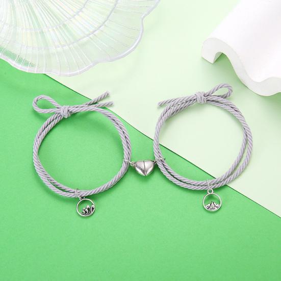 1 Pair Couple Bracelet Heart Magnet Attract Magnetic Decorative All-match Adjustable Jewelry Gift Rubber