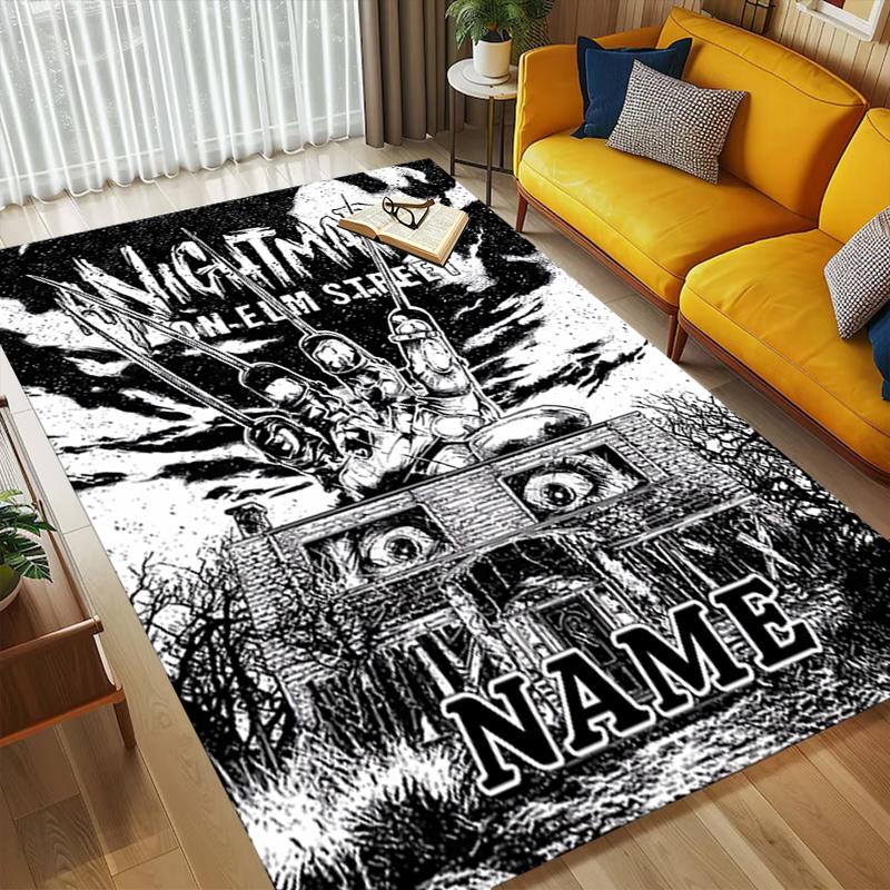 Custom Name Nightmare Icon Living Room Non-Slip Area Rug Soft Carpet for Bedroom Kids Playroom Sofa Office Home Decor Doormat
