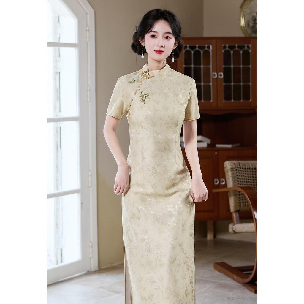 Pale yellow cheongsam women's improved new Chinese-style young dress 1011 new early spring national style plain and elegant small man