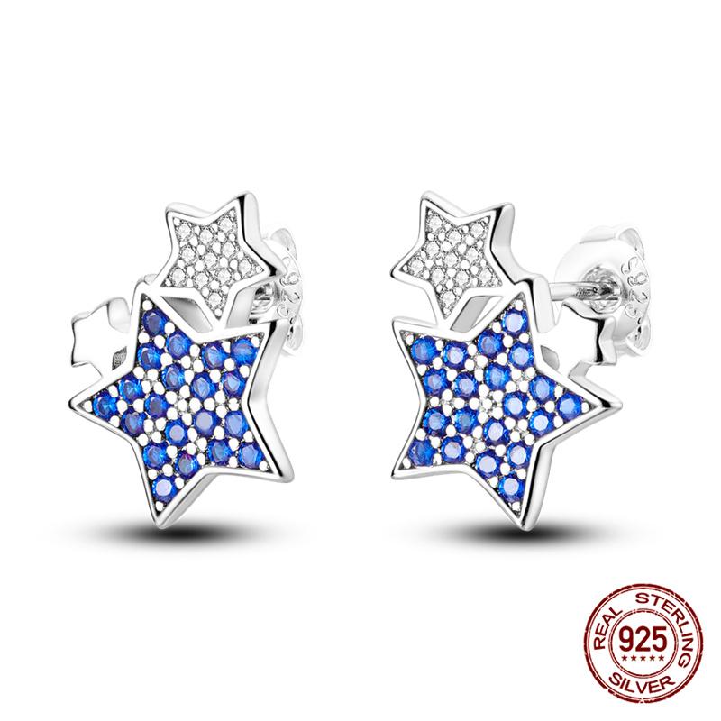 100% 925 Sterling Silver Simple Star And Moon Series Women'S Earrings Suitable For Daily Wear Anniversary Gift