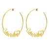 Heart-shaped Hollowed-out High-end Niche Letter Style Customizable Name 316 Stainless Steel Hypoallergenic Versatile Earrings