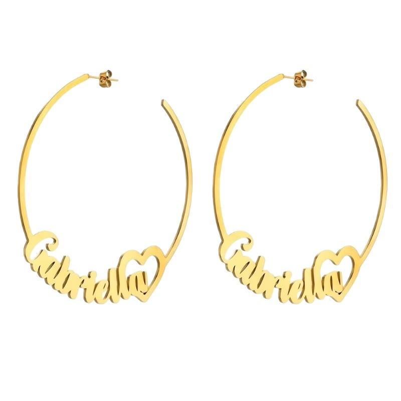 Heart-shaped Hollowed-out High-end Niche Letter Style Customizable Name 316 Stainless Steel Hypoallergenic Versatile Earrings
