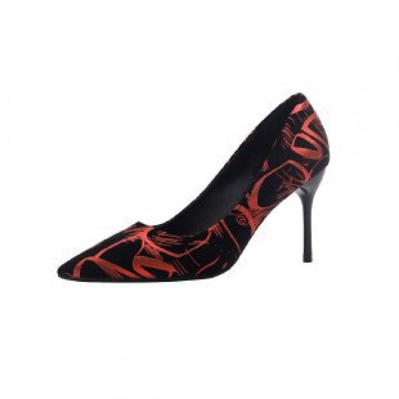 High-heeled single shoes spring new sexy pointed thin-heeled single shoes large size 34
