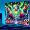 Christmas Santa Claus Fluorescent Tapestry Outer Space Polyster UV BlackLight Tapestry, Wall Hanging For Living Room Bedroom Office Home Decor