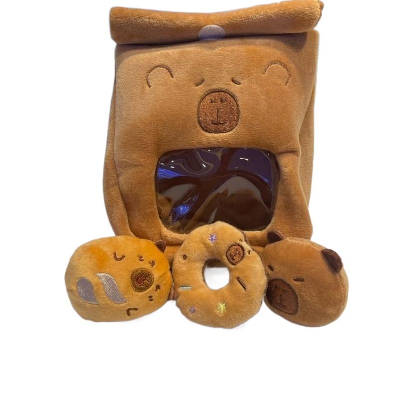 Capybara Snack Bag Plush Toys Capibala Detachable Plushie Bag Soft Cartoon Bread Doll Kawaii Birthday Christmas Gift for Friends