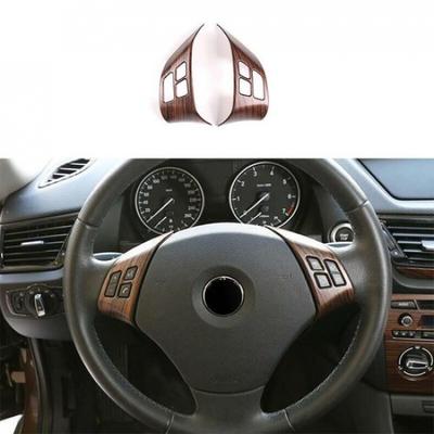 Fit For BMW 3 Series Steering Wheel Button 2005-12 Brown Wood Grain Frame Cover