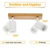 Ceiling Spotlight - NETTLIFE - 2 Spotlights - GU10 - 350° Rotatable - White Wood Metal (without Bulbs)