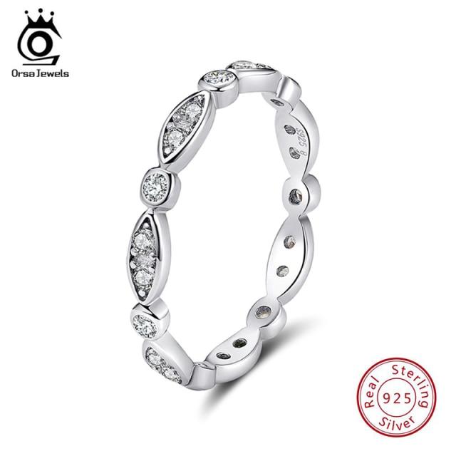 Orsa Jewels Sterling Color Rings Women Classic Round Full Pave Aaa Girls Cubic Cubic Zircon Engagement Bridal Gathering Bridal Band Rings