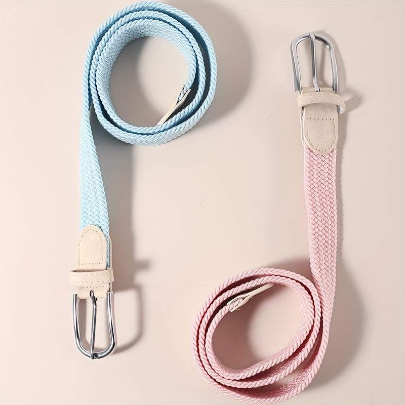 Kein Lochen farbiger Gürtel Damen vielseitiger Jeans Canvas Gürtel gewebt elastisch elastische Dornschließe Studenten fauler Stoffgürtel