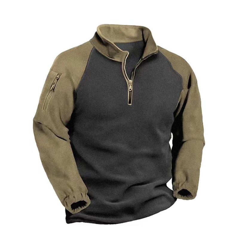 Herren Fleece Warm V-Ausschnitt Reißverschluss Sweatshirt Outdoor Sport Mäntel Pullover Herren Casual Outwear