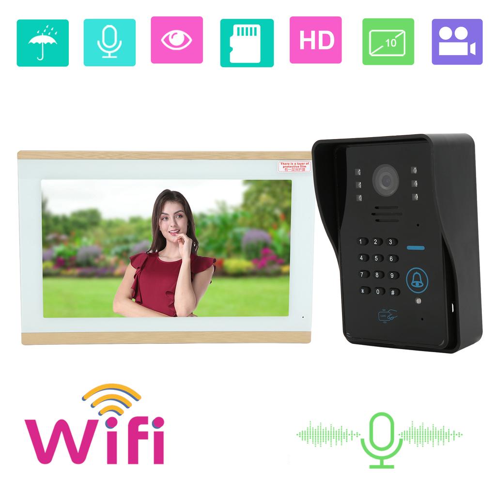 WLAN Video-Türsprechanlage Drahtlos 1080P Gegensprechanlage Passwortkarte mit Regenschutz 100?240V für TUYAUS Stecker