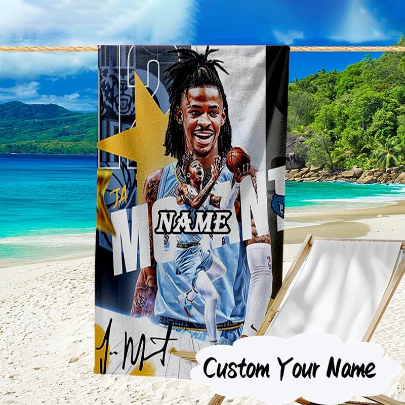 Custom Name Star Player Celebration Microfiber Beach Towel Super Soft & Absorbent for Bath, Beach, Travel Bath Time Accessory, Fan gifts