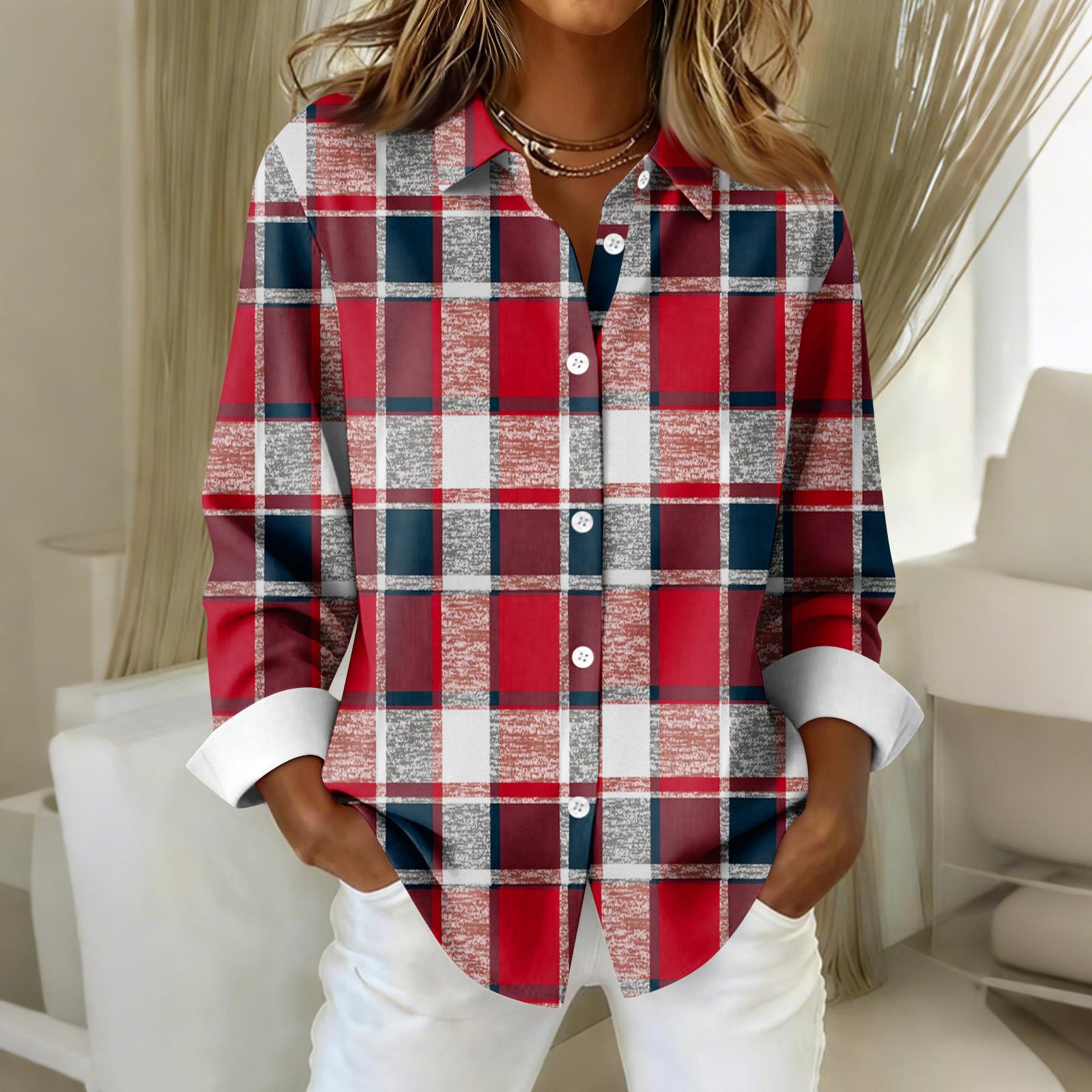 

Женская рубашка-блузка с рождественским принтом и пуговицами, длинный рукав, повседневный базовый рубашечный воротник, обычный топ S