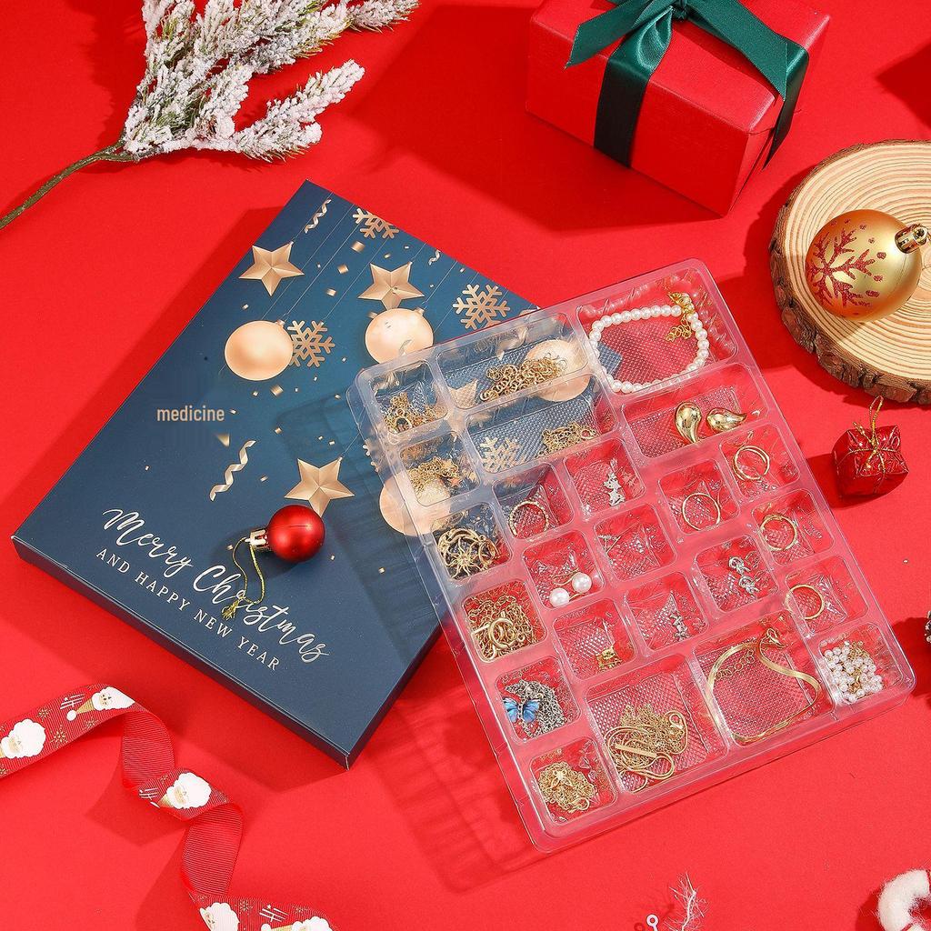 2025 Advent Jewelry Gift Box: Countdown Calendar with Earrings, Necklace, and Bracelet for Women