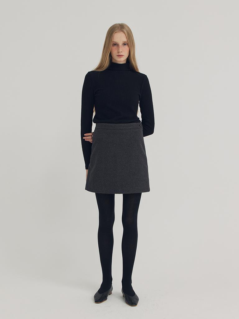 Leusejiem Tencel Wool Mini Skirt - Charcoal