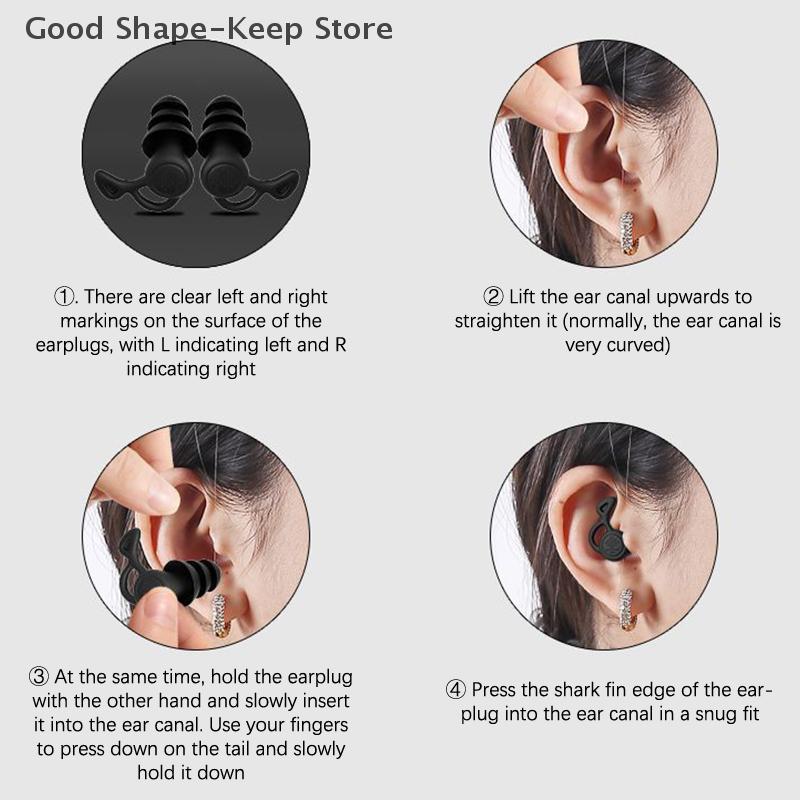 3 Layers Silicone Ear Plugs for Sleep Noise Reduction Reusable Sound Blocking Earplug Hearing Protection for Snoring