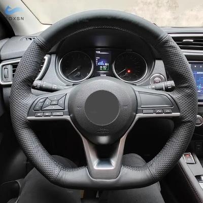 Car Steering Wheel Cover For Nissan Qashqai X-Trail Leaf Micra Rogue Sport Kicks 2018- Altima  Black Perforated Leather